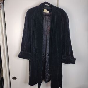 Vtg Spiegel De Ball Velvet Opera Over Coat Women Plus Size 20W Black 100% Cotton